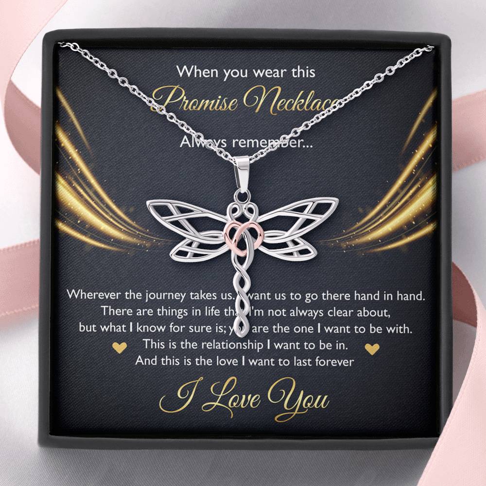 To My Girlfriend, When You Wear This Promise Necklace, Dragonfly Necklace For Women, Anniversary Birthday Gifts From Boyfriend