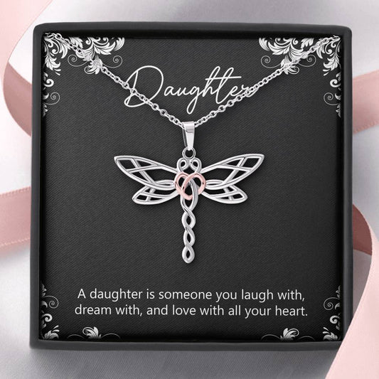 To My Daughter Gifts, A Daughter Is Someone You Laugh With, Dragonfly Necklace For Women, Birthday Present Idea From Mom
