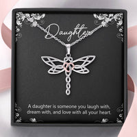 Load image into Gallery viewer, To My Daughter Gifts, A Daughter Is Someone You Laugh With, Dragonfly Necklace For Women, Birthday Present Idea From Mom
