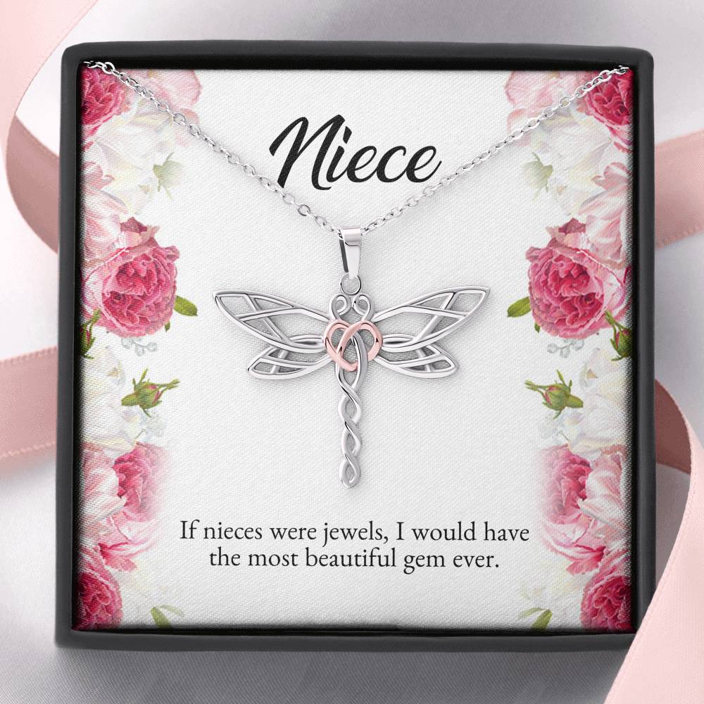 To My Niece Gifts, If Nieces Were Jewels, Dragonfly Necklace For Women, Niece Birthday Present From Aunt Uncle