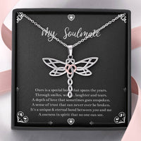 Load image into Gallery viewer, To My Soulmate, Our Special Bond Spans The Years, Dragonfly Necklace For Girlfriend, Anniversary Birthday Valentines Day Gifts From Boyfriend
