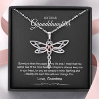Load image into Gallery viewer, To My Granddaughter Gifts From Grandma, Someday When The Pages Of My Life End, Dragonfly Necklace For Women, Birthday Present Idea From Grandmother
