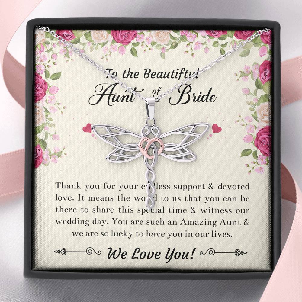 To My Aunt of the Bride Gifts, Thank You For Your Support, Dragonfly Necklace For Women, Wedding Day Thank You Ideas From Bride