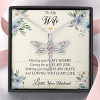 Load image into Gallery viewer, To My Wife, Missing You Is My Hobby, Dragonfly Necklace For Women, Anniversary Birthday Gifts From Husband
