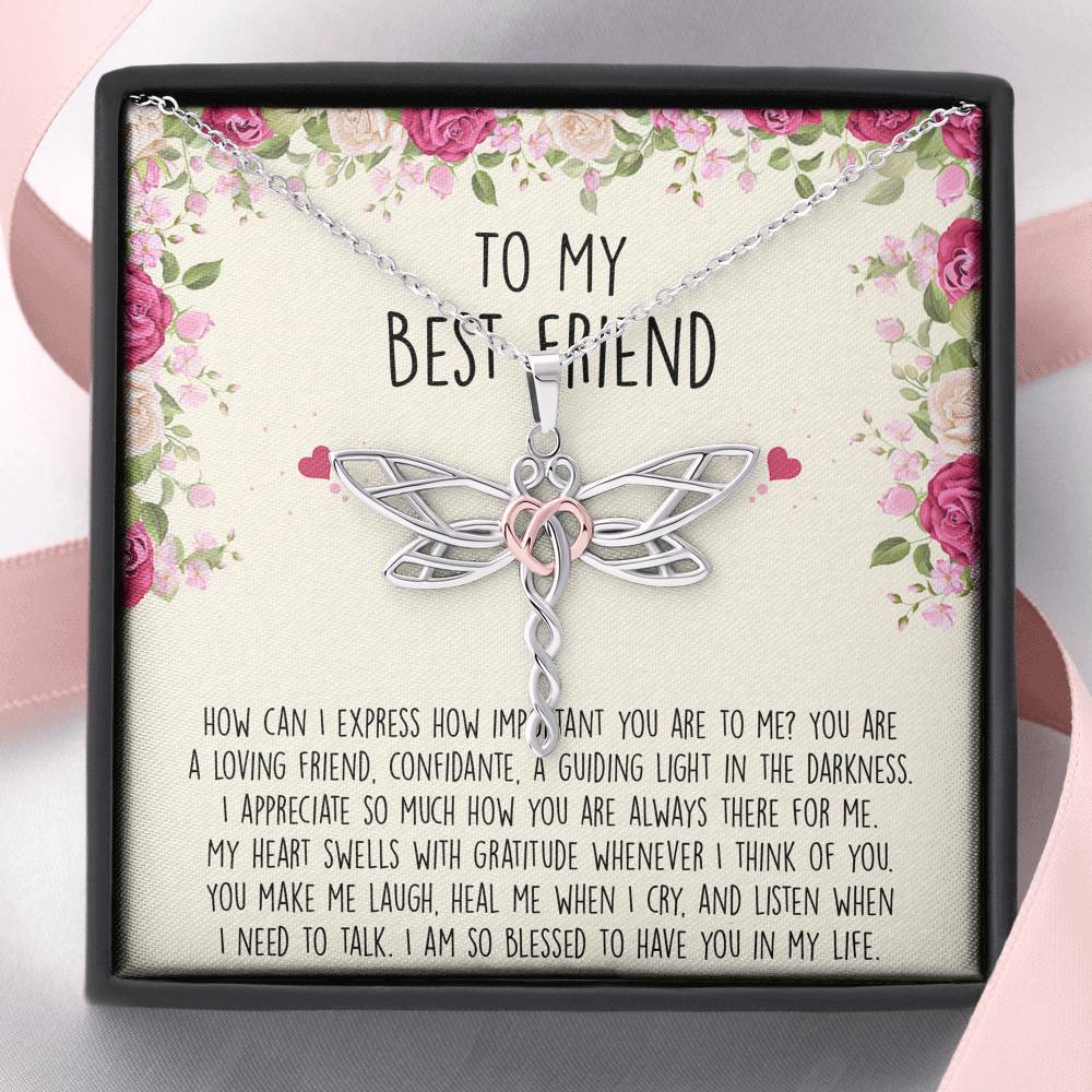 To My Best Friend Gifts, I Am So Blessed, Dragonfly Necklace For Women, Birthday Present Idea From Bestie