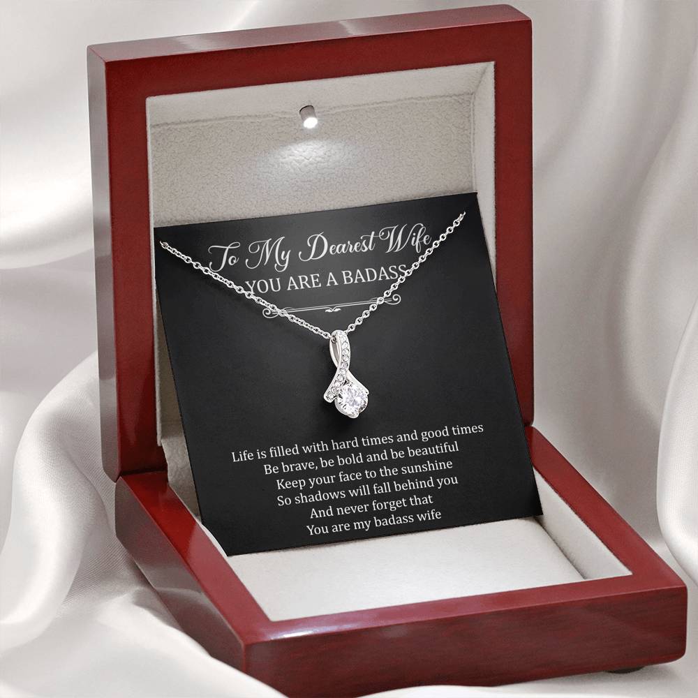 To My Badass Wife, Be Brave, Alluring Beauty Necklace For Women, Anniversary Birthday Valentines Day Gifts From Husband
