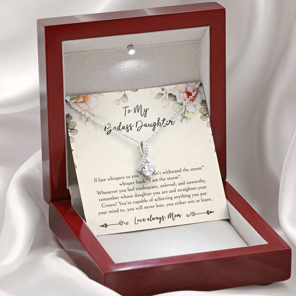 To My Badass Daughter Gifts, When It's Too Hard To Look Back, Alluring Beauty Necklace For Women, Birthday Present Idea From Mom