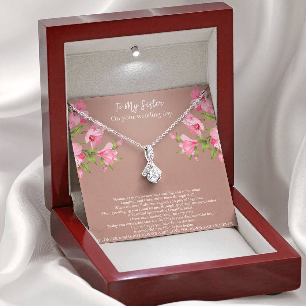 Bride Gifts, No Longer A Miss But Always A Sis, Alluring Beauty Necklace For Women, Wedding Day Thank You Ideas From Sister