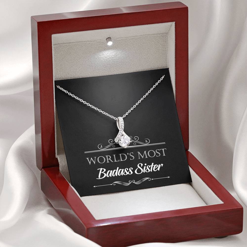 To My Badass Sister Gifts, World's Most Badass Sister, Alluring Beauty Necklace For Women, Birthday Present Idea From Sister