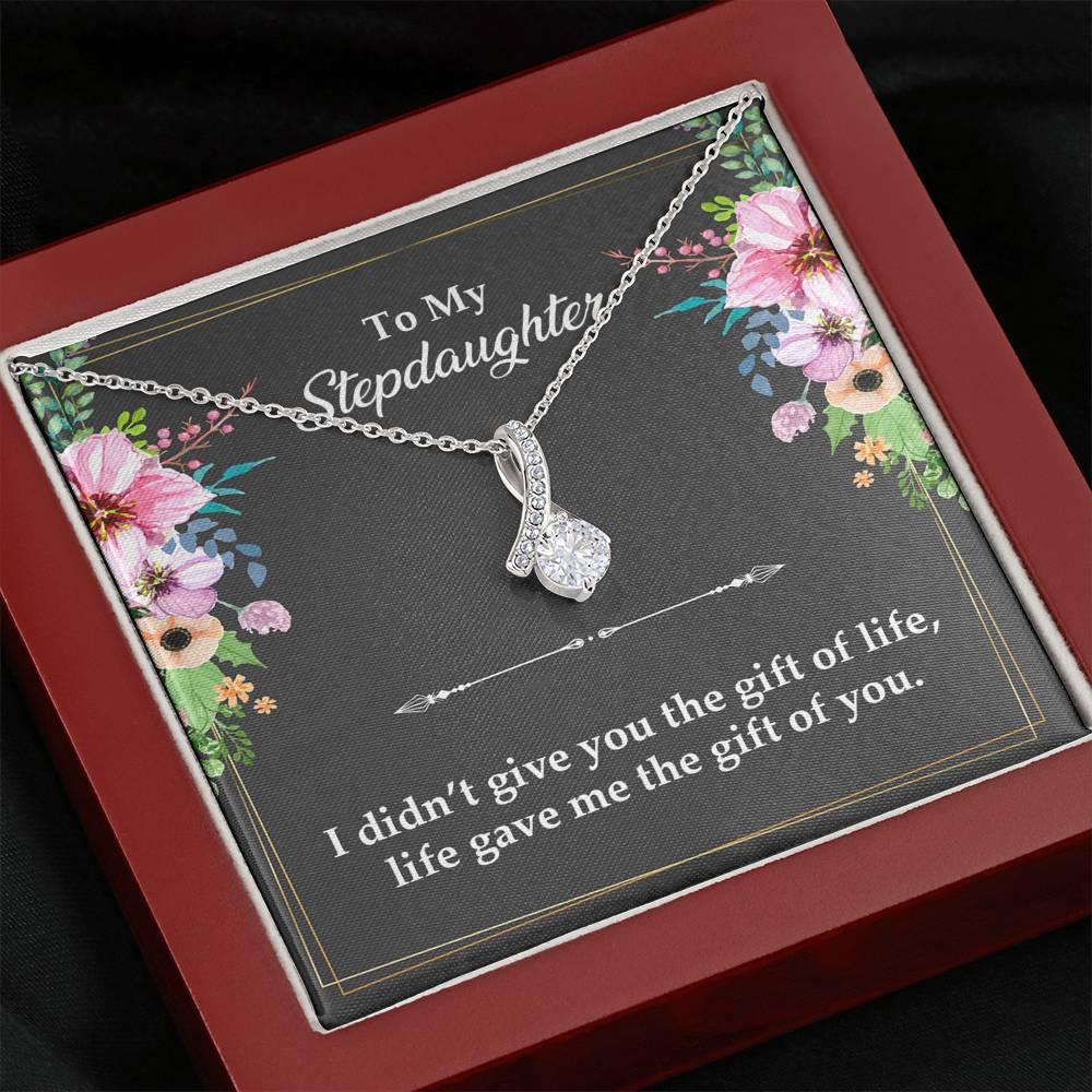 To My Stepdaughter Gifts, I Didn’t Give You The Gift Of Life, Interlocking Heart Necklace For Women, Birthday Present Idea From Stepmom