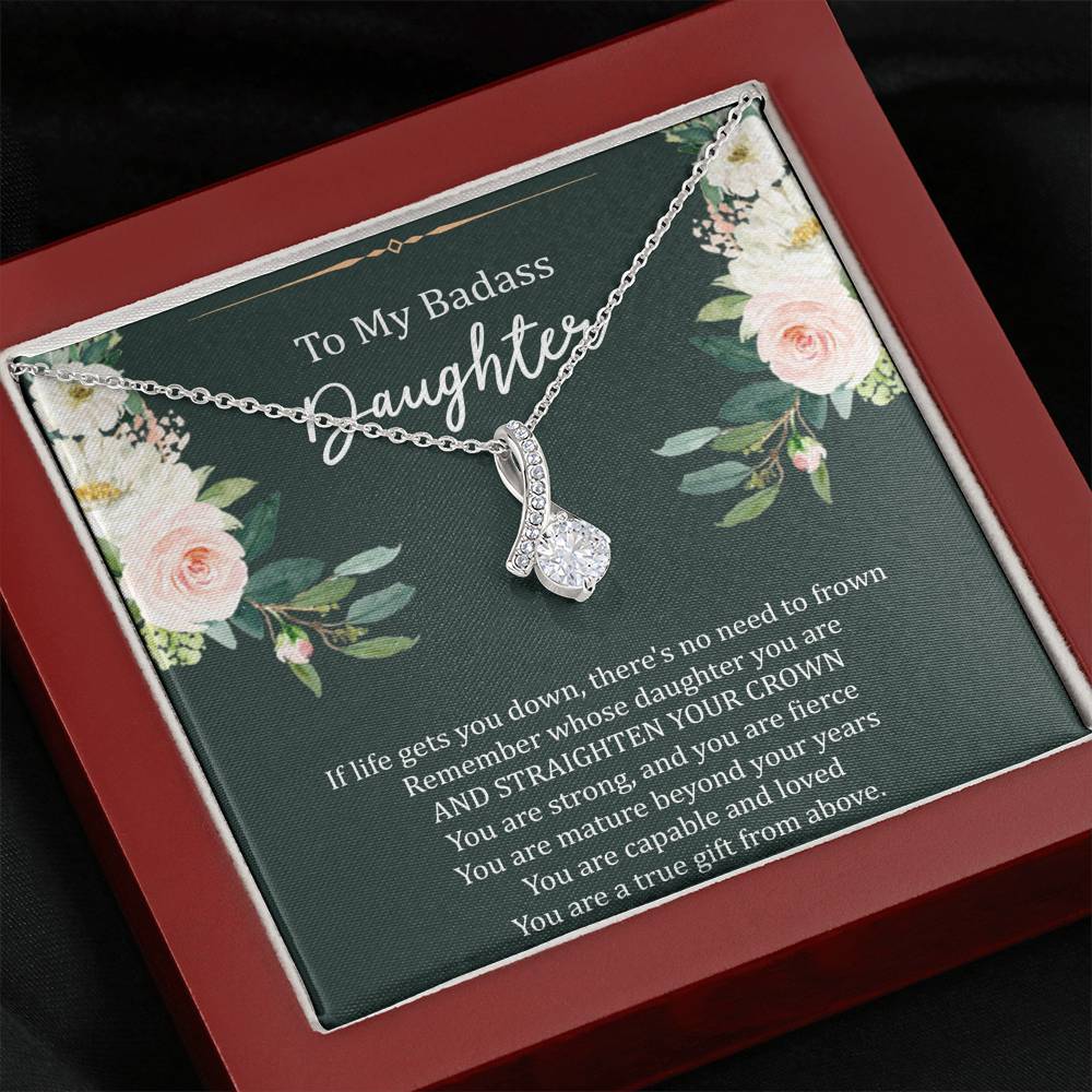 To My Badass Daughter Gifts, If Life Gets You Down, Alluring Beauty Necklace For Women, Birthday Present Idea From Mom