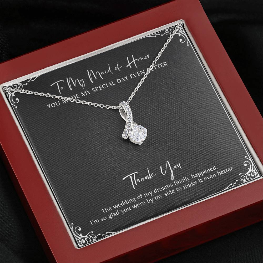 To My Maid Of Honor Gifts, I'm Glad You're By My Side, Alluring Beauty Necklace For Women, Wedding Day Thank You Ideas From Bride