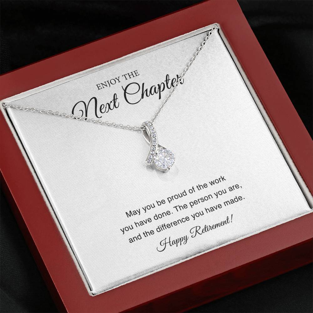 Retirement Gifts, Next Chapter, Happy Retirement Alluring Beauty Necklace For Women, Retirement Party Favor From Friends Coworkers