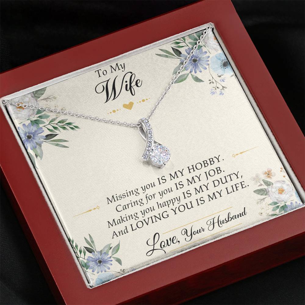 To My Wife, Missing You Is My Hobby, Alluring Beauty Necklace For Women, Anniversary Birthday Gifts From Husband