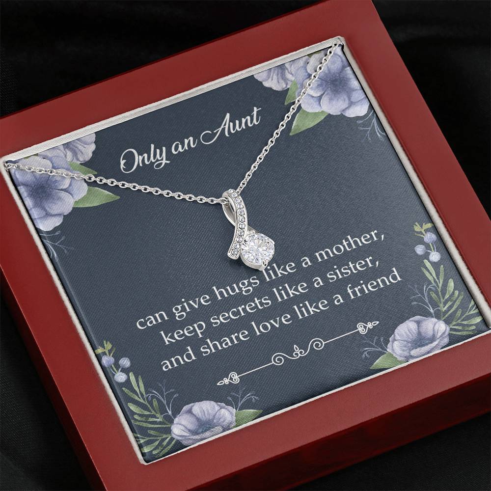 To My Aunt Gifts, Only An Aunt Can Give Hugs Like A Mother, Alluring Beauty Necklace For Women, Aunt Birthday Present From Niece Nephew