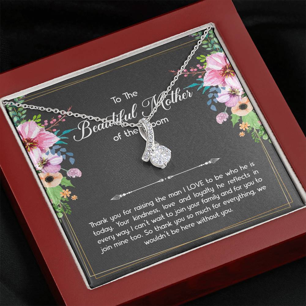 Mom Of The Groom Gifts, Thank You For Raising The Man I Love, Alluring Beauty Necklace For Women, Wedding Day Thank You Ideas From Bride