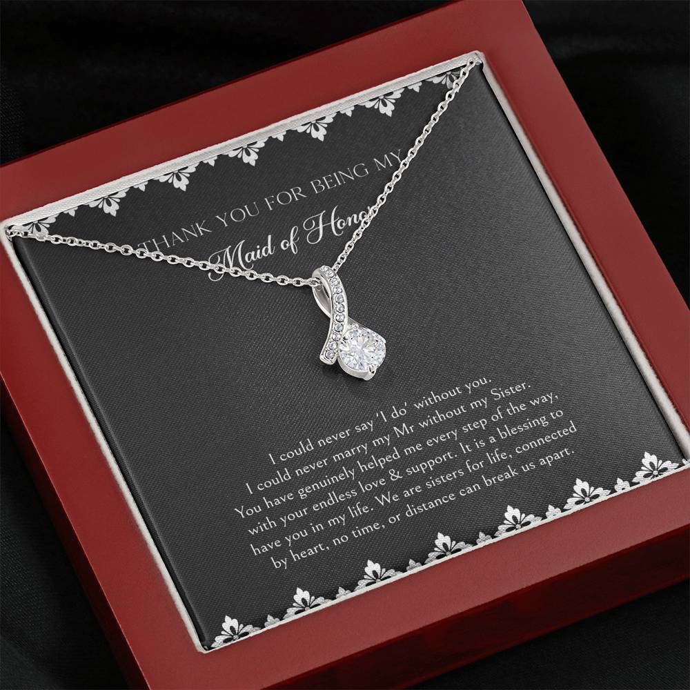 To My Maid of Honor Gifts, We Are Sisters for Life, Alluring Beauty Necklace For Women, Wedding Day Thank You Ideas From Bride