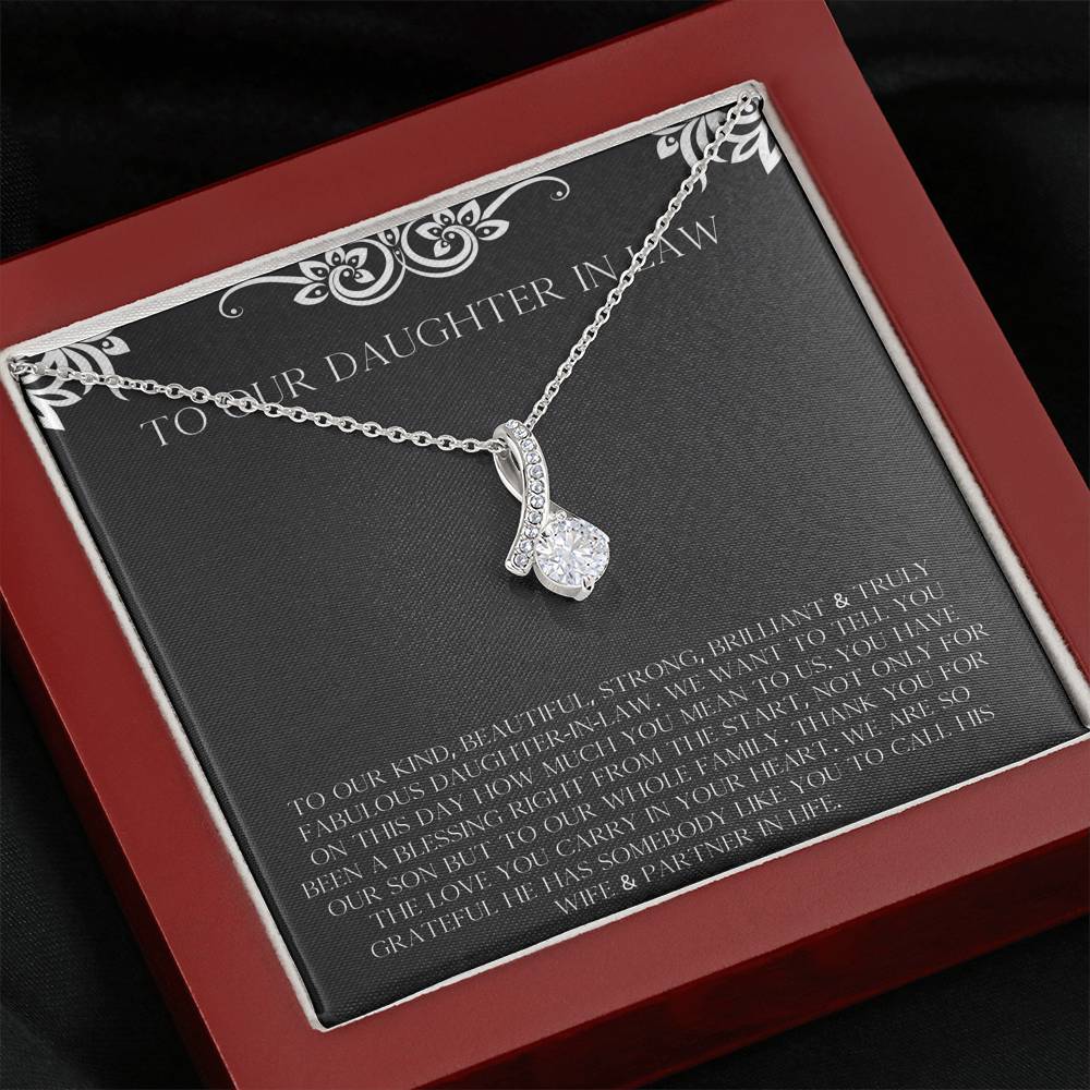 To My Daughter in Law Gifts, Thank You For The Love, Alluring Beauty Necklace For Women, Birthday Present Idea From Mother-in-law