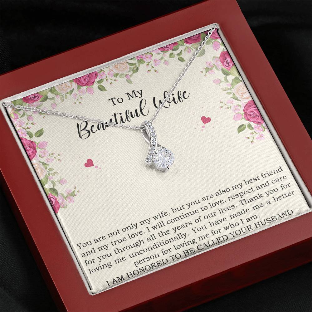 To My Wife, To My Beautiful Wife, Alluring Beauty Necklace For Women, Anniversary Birthday Gifts From Husband