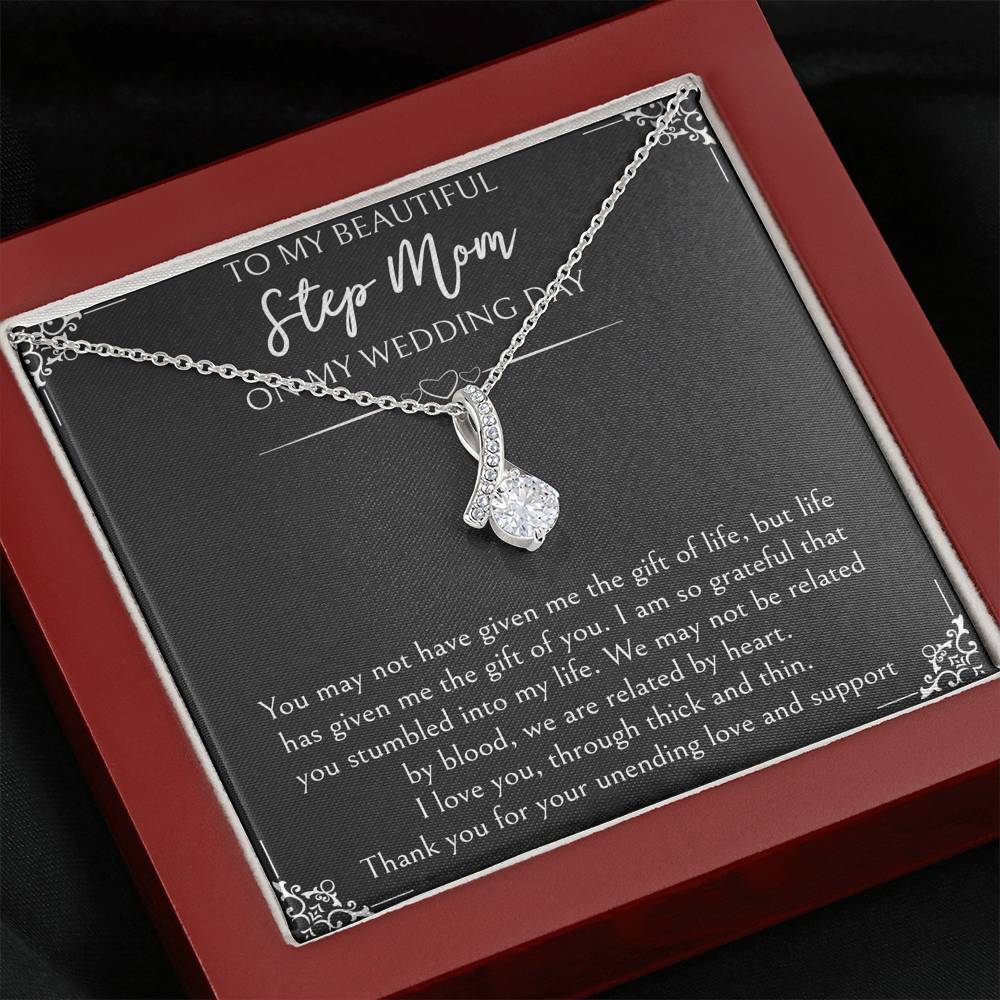 To My Bonus Mom Gifts, I Am So Grateful, Alluring Beauty Necklace For Women, Wedding Day Thank You Ideas From Bride