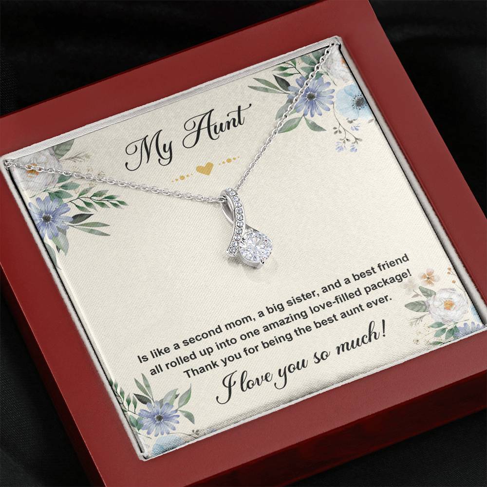 To My Aunt Gifts, Second Mom, Alluring Beauty Necklace For Women, Aunt Birthday Present From Niece Nephew