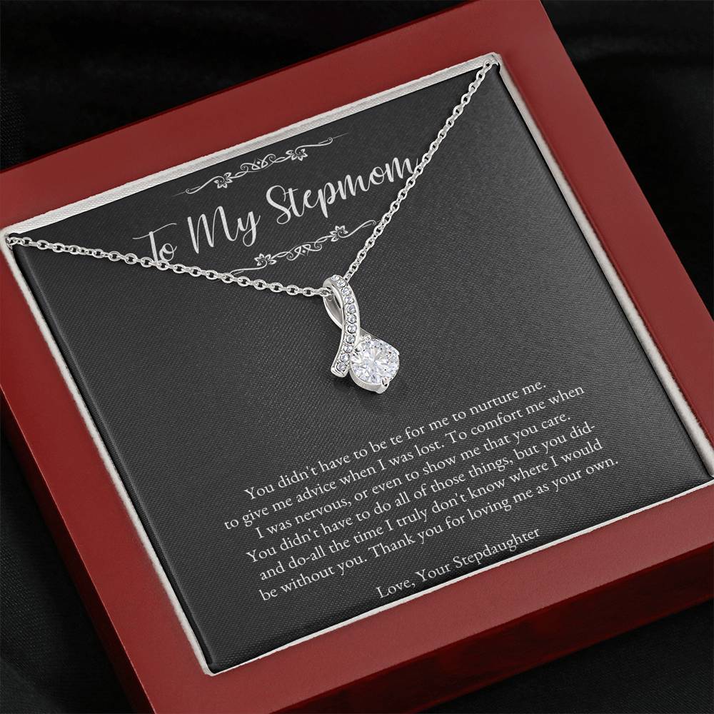 To My Stepmom Gifts, Thank You For Loving Me, Alluring Beauty Necklace For Women, Birthday Mothers Day Present From Stepdaughter