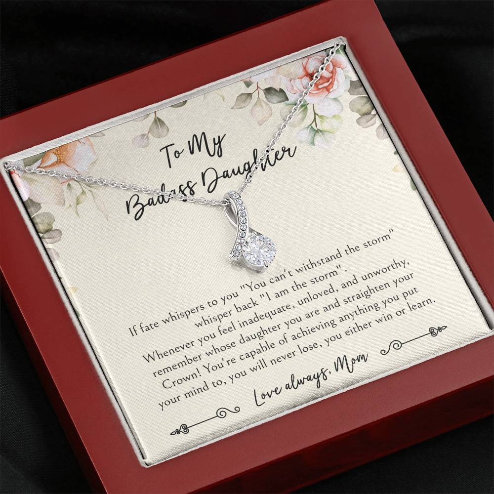 To My Badass Daughter Gifts, When It's Too Hard To Look Back, Alluring Beauty Necklace For Women, Birthday Present Idea From Mom