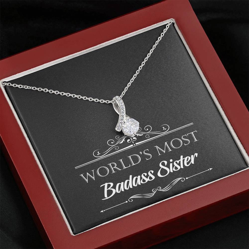 To My Badass Sister Gifts, World's Most Badass Sister, Alluring Beauty Necklace For Women, Birthday Present Idea From Sister