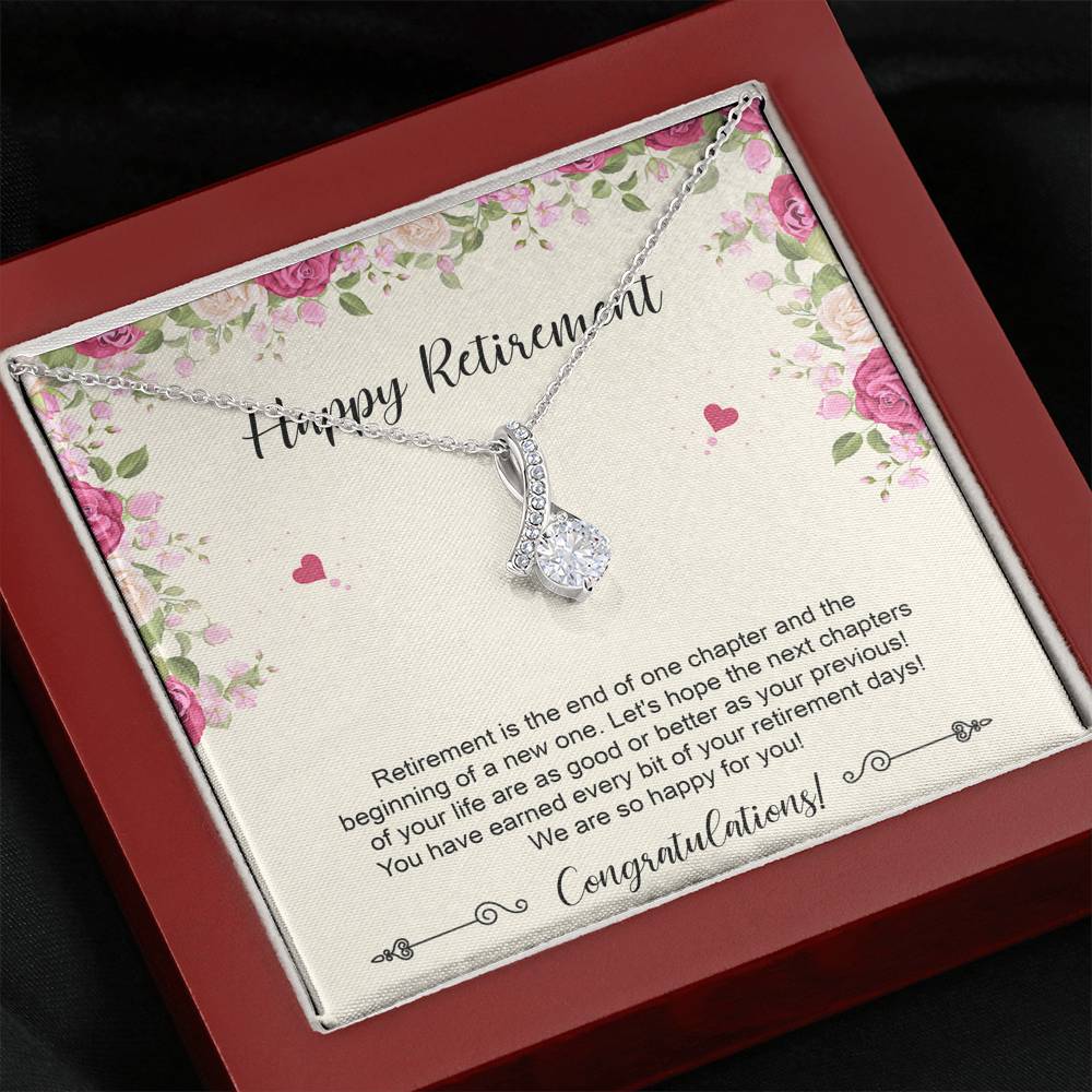 Retirement Gifts, Happy For You, Happy Retirement Alluring Beauty Necklace For Women, Retirement Party Favor From Friends Coworkers