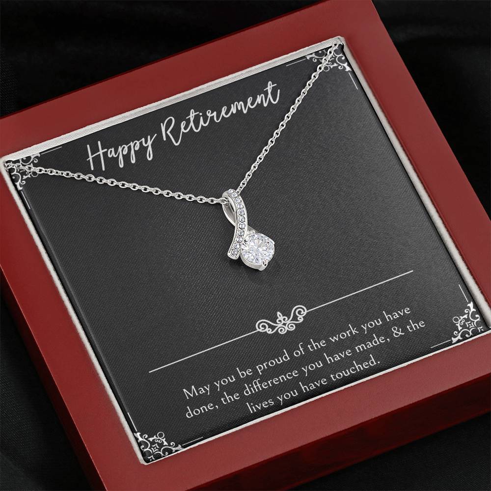 Retirement Gifts, Be Proud Of Your Work, Happy Retirement Alluring Beauty Necklace For Women, Retirement Party Favor From Friends Coworkers