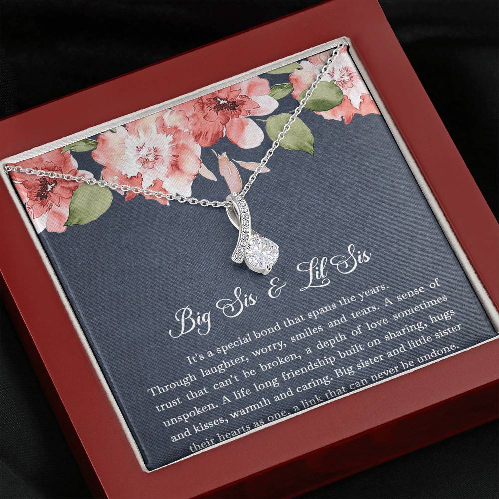To My Sister Gifts, Big Sis and Lil Sis, Alluring Beauty Necklace For Women, Birthday Present Idea From Sister