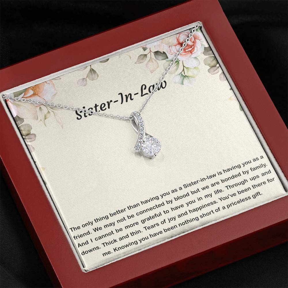 To My Sister-in-law Gifts, Bonded By Family, Alluring Beauty Necklace For Women, Birthday Present Idea From Sister