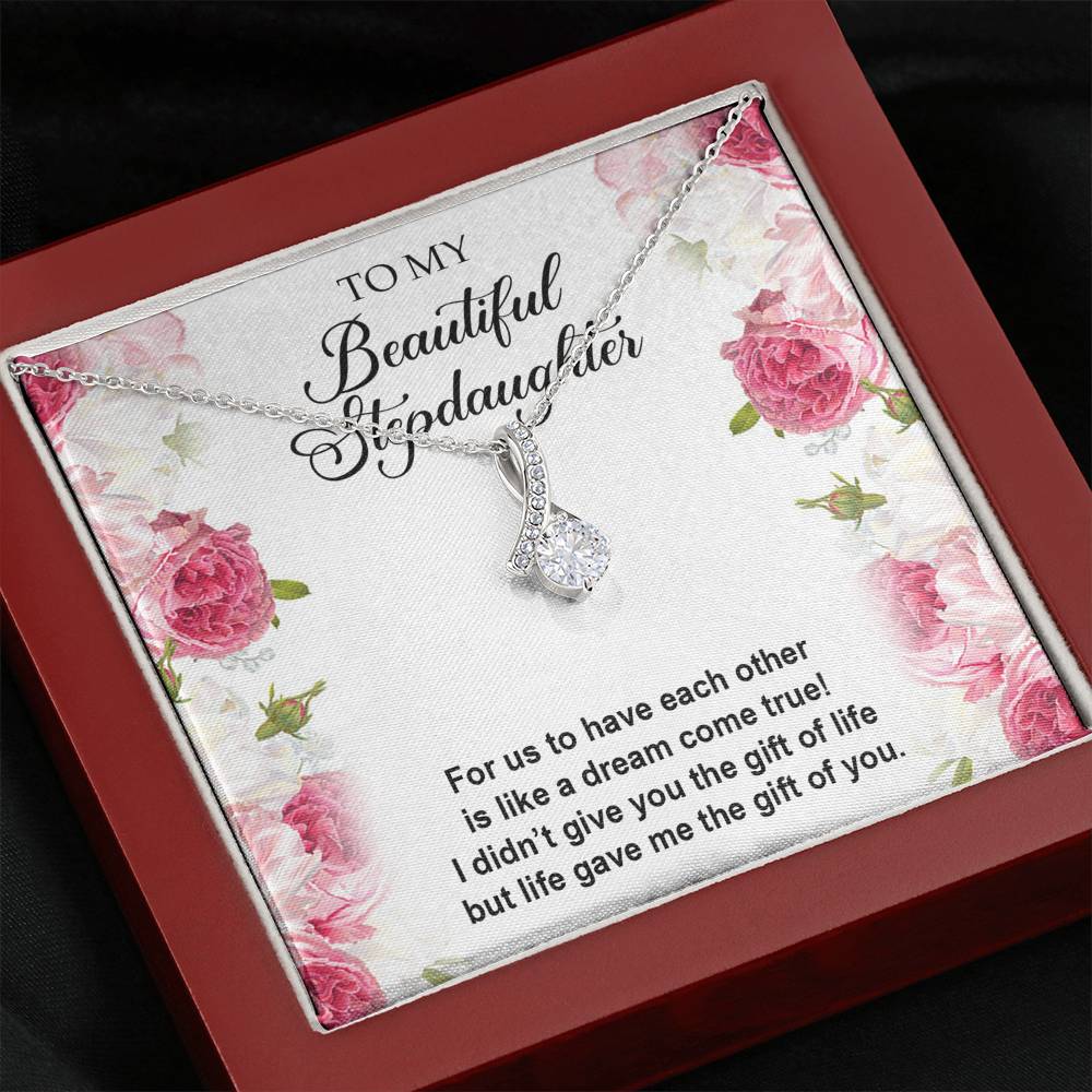 To My Stepdaughter Gifts, For Us To Have Each Other, Alluring Beauty Necklace For Women, Birthday Present Idea From Stepmom Stepdad