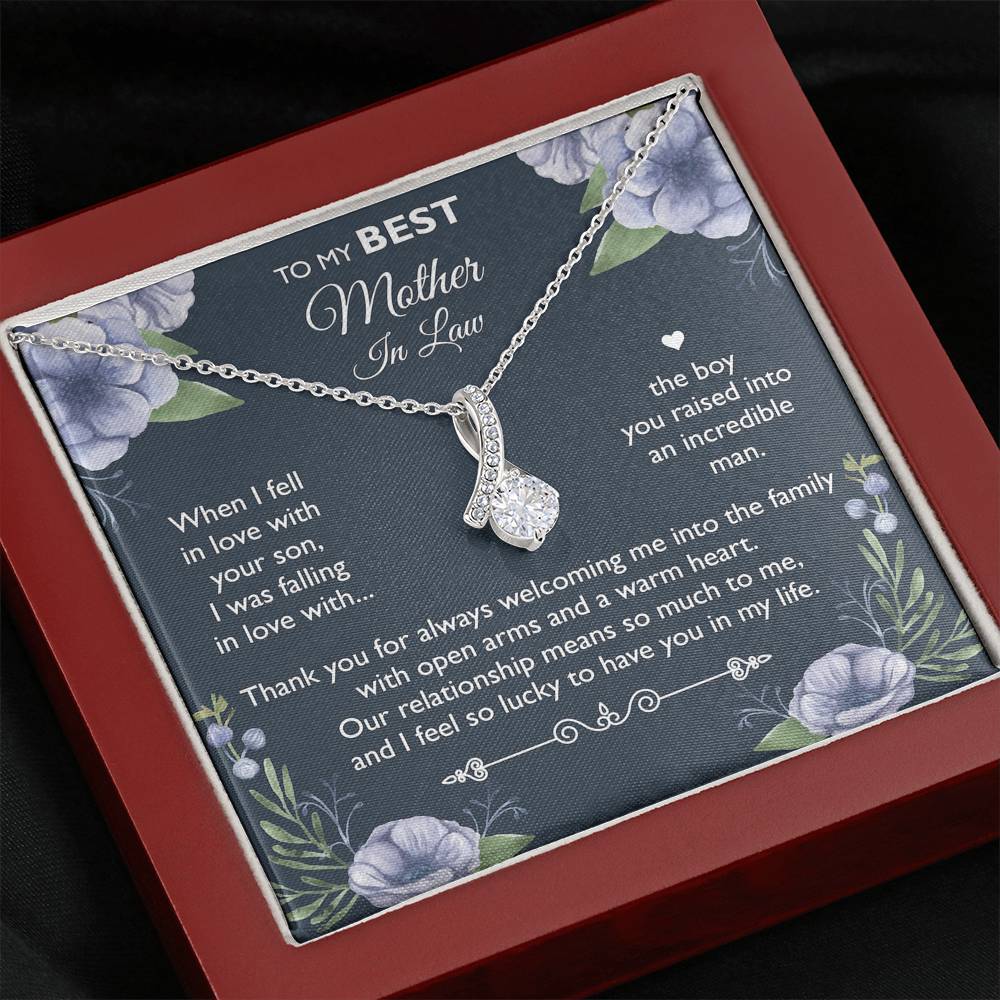 To My Mother-in-law Gifts, I Feel So Lucky, Alluring Beauty Necklace For Women, Birthday Mothers Day Present From Daughter-in-law Son-in-law
