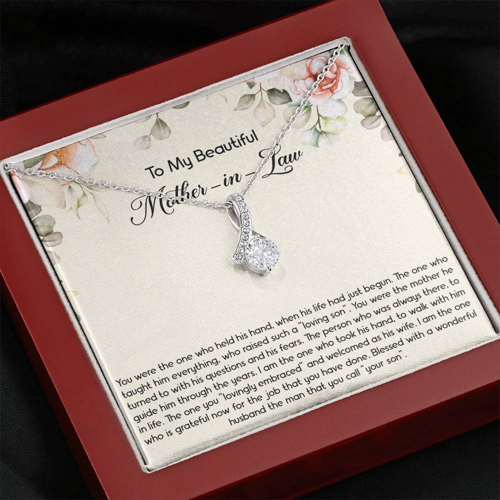 To My Mother-in-Law Gifts, The One Who Held His Hand, Alluring Beauty Necklace For Women, Birthday Mothers Day Present From Daughter-in-law