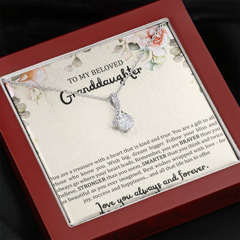 To My Granddaughter Gifts, You Are A Treasure With A Heart, Alluring Beauty Necklace For Women, Birthday Present Idea From Grandma