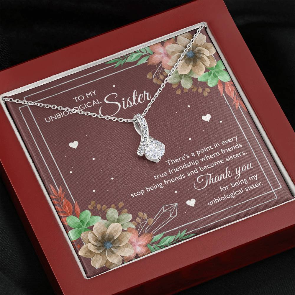 To My Unbiological Sister Gifts, Thank You, Alluring Beauty Necklace For Women, Birthday Present Idea From Sister-in-law