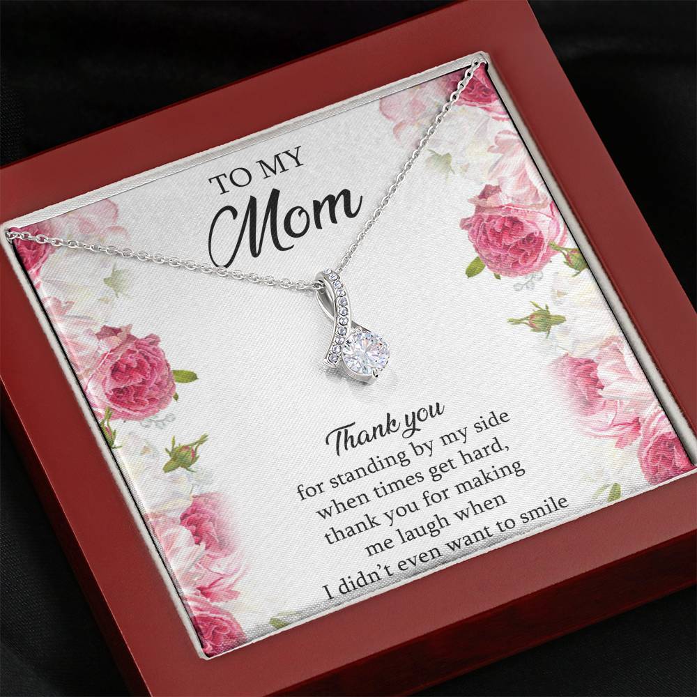 To My Mom Gifts, Thank You For Standing By My Side, Alluring Beauty Necklace For Women, Birthday Mothers Day Present From Son Daughter