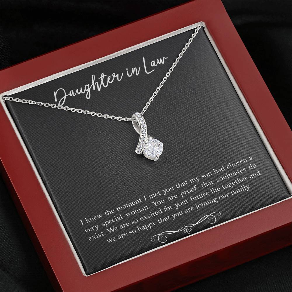To My Daughter-in-law Gifts, I Knew The Moment I Met You, Alluring Beauty Necklace For Women, Birthday Present Idea From Mother-in-law