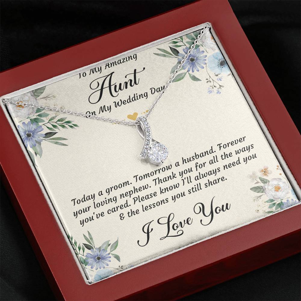 Aunt of the Groom Gifts, Forever Your Nephew, Alluring Beauty Necklace For Women, Wedding Day Thank You Ideas From Groom