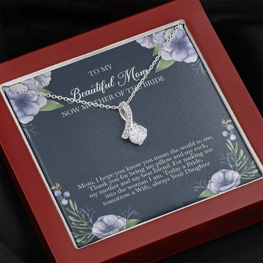 To My Mom of the Bride Gifts, You Mean The World To Me, Alluring Beauty Necklace For Women, Wedding Day Thank You Ideas From Bride