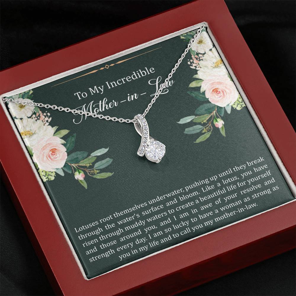 To My Mother-in-Law Gifts, Like A Lotus , Alluring Beauty Necklace For Women, Birthday Mothers Day Present From Daughter-in-law