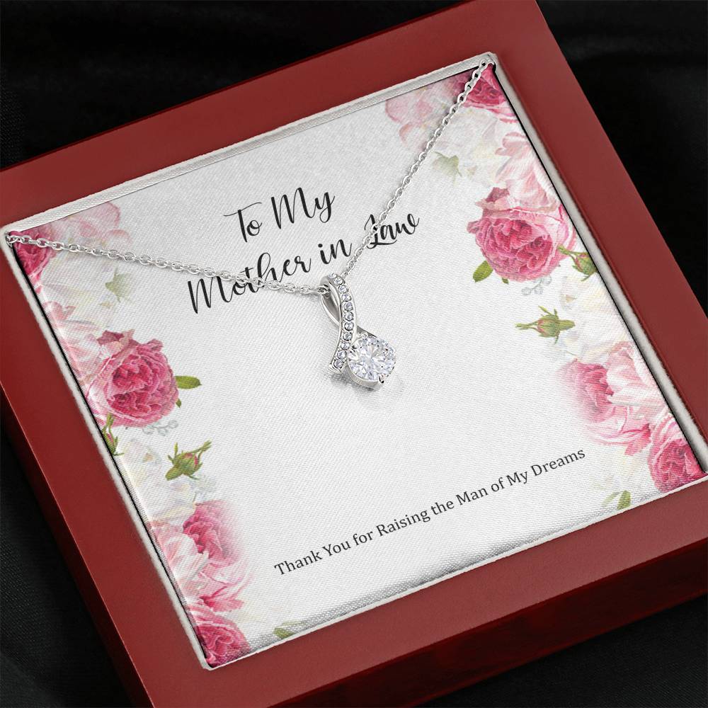 To My Mother-in-Law Gifts, Raising The Man Of My Dreams, Alluring Beauty Necklace For Women, Birthday Mothers Day Present From Daughter-in-law