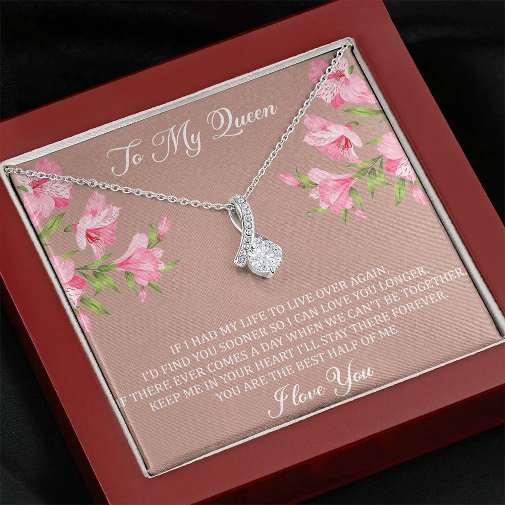 To My Wife, My Queen, Alluring Beauty Necklace For Women, Anniversary Birthday Gifts From Husband