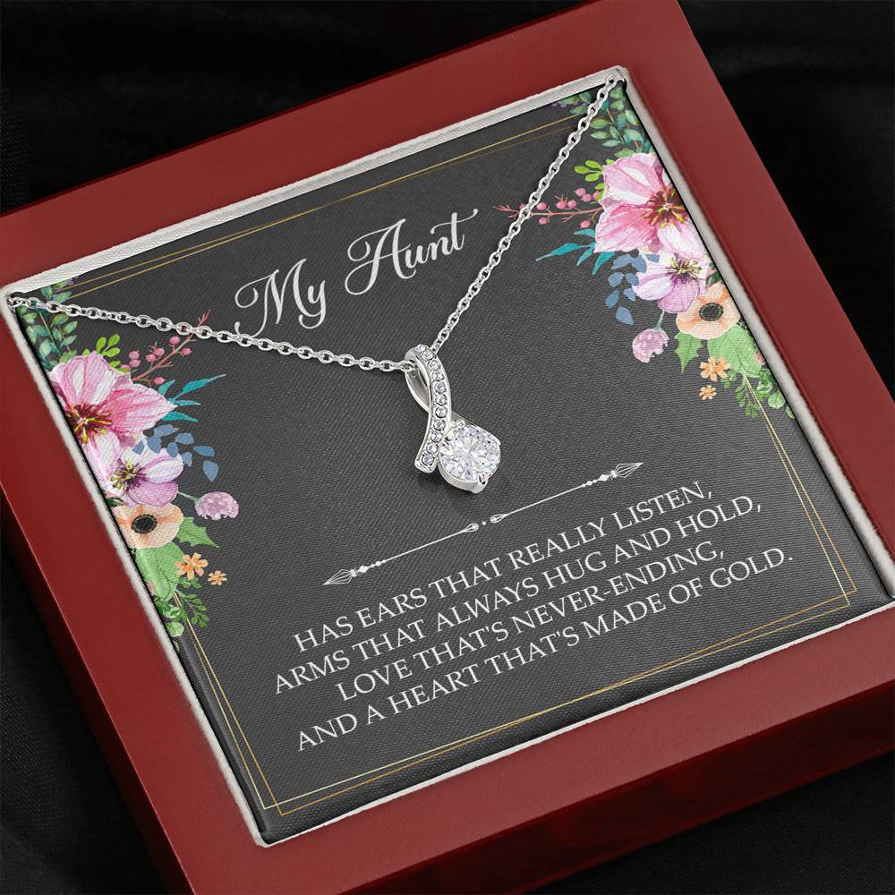 To My Aunt Gifts, Has Ears That Really Listen, Alluring Beauty Necklace For Women, Aunt Birthday Present From Niece Nephew