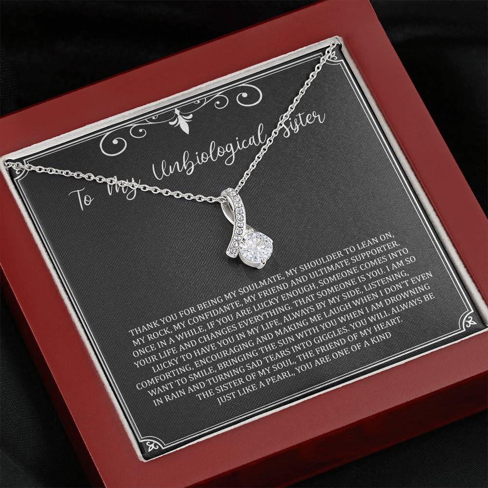 To My Unbiological Sister Gifts, My Soulmate, Alluring Beauty Necklace For Women, Birthday Present Idea From Sister-in-law