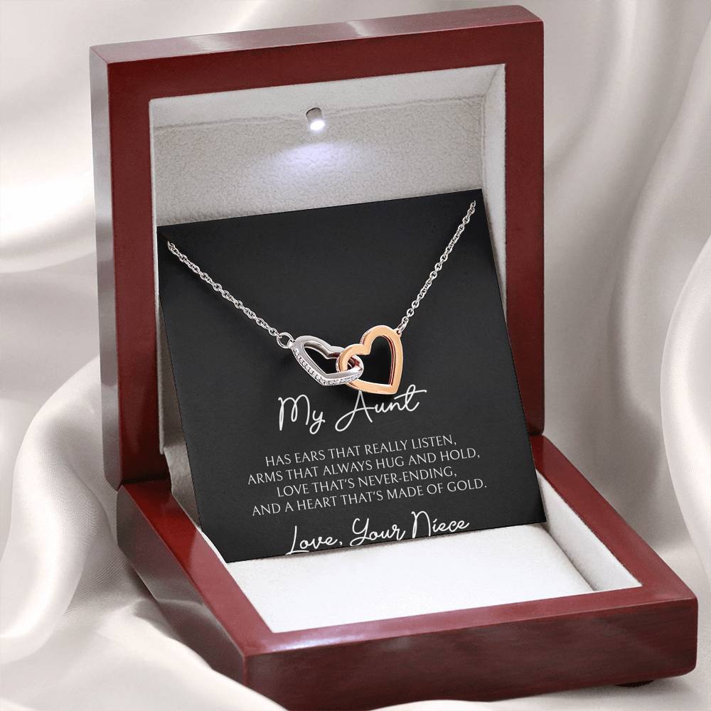 To My Aunt Gifts, Love That's Never Ending, Interlocking Heart Necklace For Women, Birthday Present Idea From Niece
