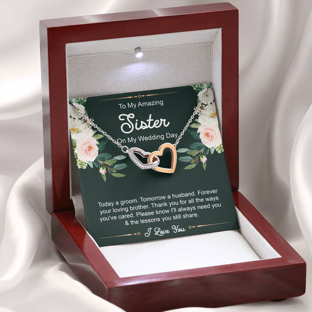 Sister Of The Groom Gifts, Forever Your Loving Brother, Interlocking Heart Necklace For Women, Wedding Day Thank You Ideas From Groom