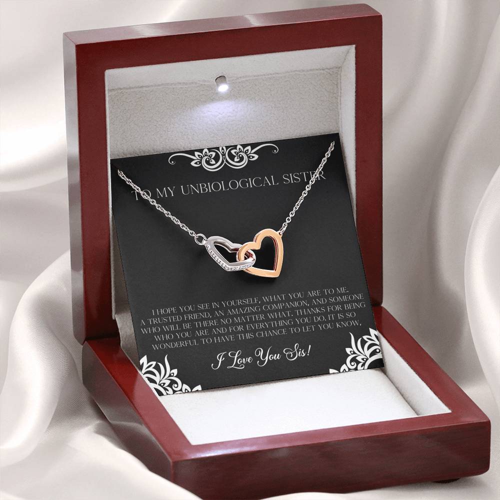 To My Unbiological Sister Gifts, I Hope You See in Yourself, Interlocking Heart Necklace For Women, Birthday Present Idea From Sister-in-law