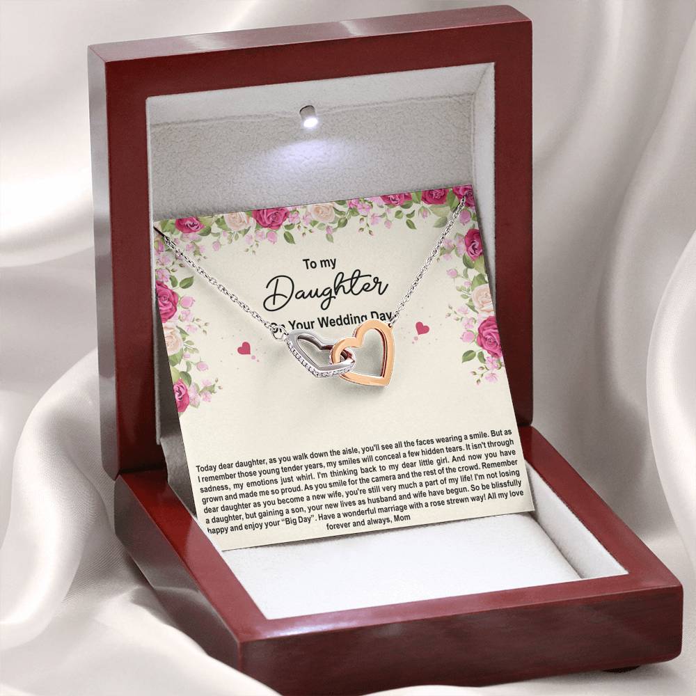 To My Bride Gifts, Enjoy Your Big Day, Interlocking Heart Necklace For Women, Wedding Day Thank You Ideas From Mom